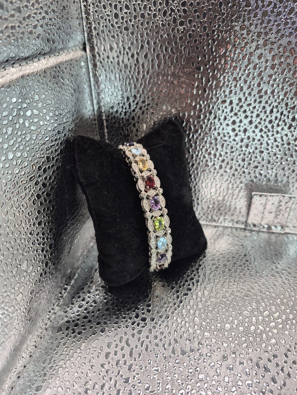 Multi-Color Genuine Gemstone Bangle Bracelet